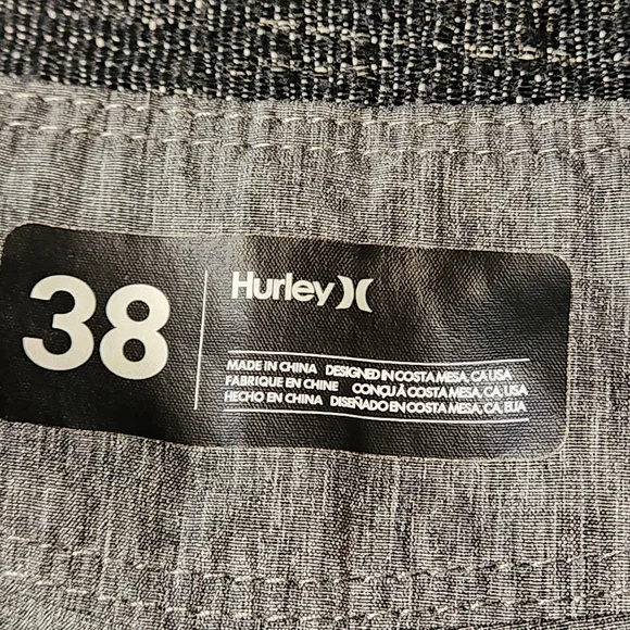 Hurley Gray Board Shorts Swim Trunks Mens 38 - Picture 6 of 7